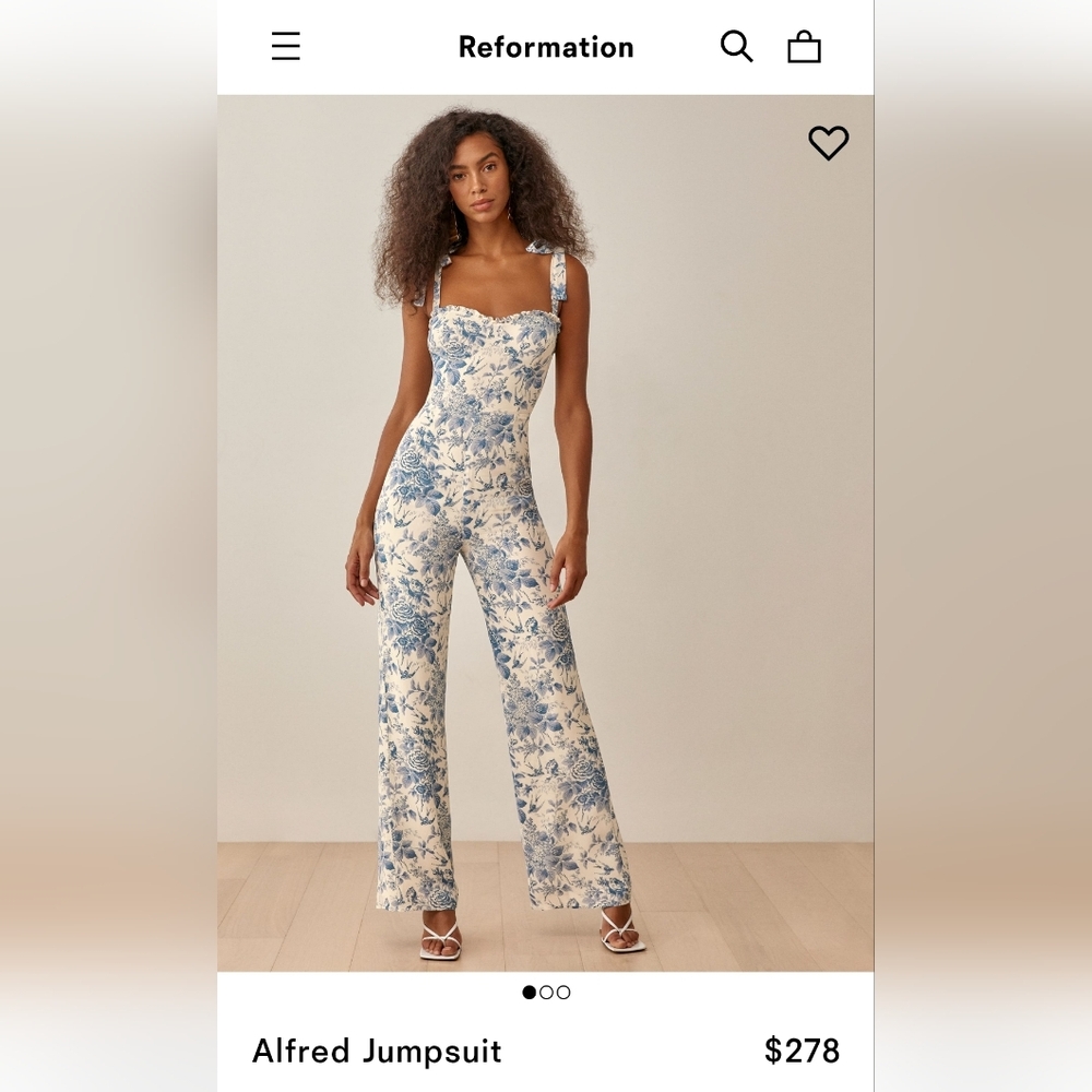 Reformation Blue & White floral jumpsuit